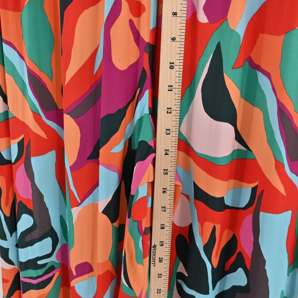 Rachel Zoe Tropical Wide Leg Pants Womens Sz M Multicolor Palazzo Elastic Waist‎ - Picture 4 of 13